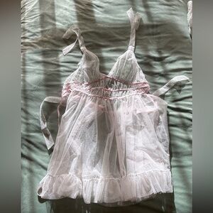 for love and lemons white coquette lingerie see-through coverup slip dress